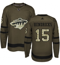 Youth Adidas Minnesota Wild #15 Matt Hendricks Premier Green Salute to Service NHL Jersey