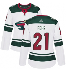 Women's Adidas Minnesota Wild #21 Eric Fehr Authentic White Away NHL Jersey
