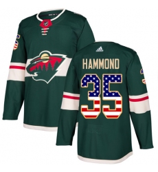 Men's Adidas Minnesota Wild #35 Andrew Hammond Authentic Green USA Flag Fashion NHL Jersey
