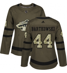 Women's Adidas Minnesota Wild #44 Matt Bartkowski Authentic Green Salute to Service NHL Jersey