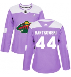 Women's Adidas Minnesota Wild #44 Matt Bartkowski Authentic Purple Fights Cancer Practice NHL Jersey