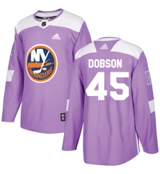Youth Adidas New York Islanders #45 Noah Dobson Authentic Purple Fights Cancer Practice NHL Jersey
