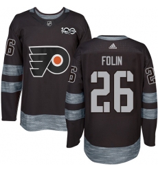 Men's Adidas Philadelphia Flyers #26 Christian Folin Authentic Black 1917-2017 100th Anniversary NHL Jersey