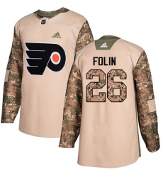 Youth Adidas Philadelphia Flyers #26 Christian Folin Authentic Camo Veterans Day Practice NHL Jersey