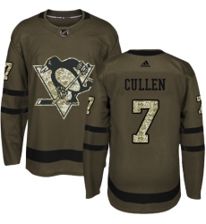 Men's Adidas Pittsburgh Penguins #7 Matt Cullen Authentic Green Salute to Service NHL Jersey