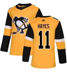 Men's Adidas Pittsburgh Penguins #11 Jimmy Hayes Authentic Gold Alternate NHL Jersey