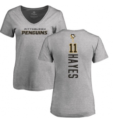 NHL Women's Adidas Pittsburgh Penguins #11 Jimmy Hayes Ash Backer T-Shirt