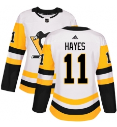 Women's Adidas Pittsburgh Penguins #11 Jimmy Hayes Authentic White Away NHL Jersey