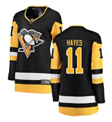 Women's Pittsburgh Penguins #11 Jimmy Hayes Authentic Black Home Fanatics Branded Breakaway NHL Jersey