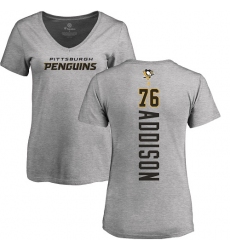 NHL Women's Adidas Pittsburgh Penguins #76 Calen Addison Ash Backer T-Shirt