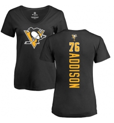 NHL Women's Adidas Pittsburgh Penguins #76 Calen Addison Black Backer T-Shirt