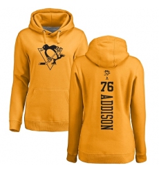 NHL Women's Adidas Pittsburgh Penguins #76 Calen Addison Gold One Color Backer Pullover Hoodie