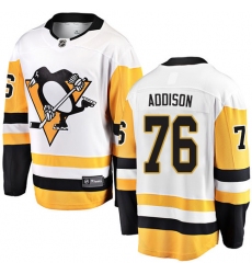 Youth Pittsburgh Penguins #76 Calen Addison Authentic White Away Fanatics Branded Breakaway NHL Jersey
