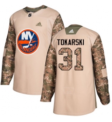 Men's Adidas New York Islanders #31 Dustin Tokarski Authentic Camo Veterans Day Practice NHL Jersey
