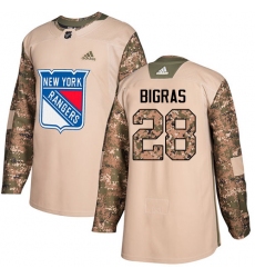Youth Adidas New York Rangers #28 Chris Bigras Authentic Camo Veterans Day Practice NHL Jersey