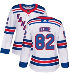 Women's Adidas New York Rangers #82 Joey Keane Authentic White Away NHL Jersey
