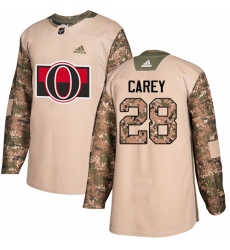 Men's Adidas Ottawa Senators #28 Paul Carey Authentic Camo Veterans Day Practice NHL Jersey