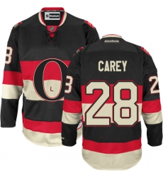 Women's Reebok Ottawa Senators #28 Paul Carey Authentic Black Third NHL Jersey