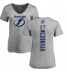 NHL Women's Adidas Tampa Bay Lightning #27 Ryan McDonagh Ash Backer T-Shirt