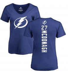 NHL Women's Adidas Tampa Bay Lightning #27 Ryan McDonagh Royal Blue Backer T-Shirt
