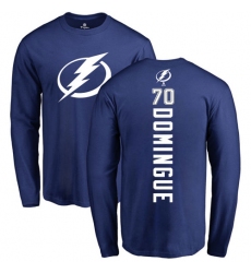 NHL Adidas Tampa Bay Lightning #70 Louis Domingue Royal Blue Backer Long Sleeve T-Shirt