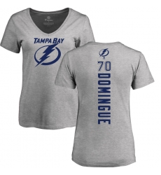 NHL Women's Adidas Tampa Bay Lightning #70 Louis Domingue Ash Backer T-Shirt