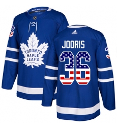 Men's Adidas Toronto Maple Leafs #36 Josh Jooris Authentic Royal Blue USA Flag Fashion NHL Jersey