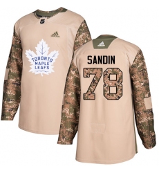 Men's Adidas Toronto Maple Leafs #78 Rasmus Sandin Authentic Camo Veterans Day Practice NHL Jersey