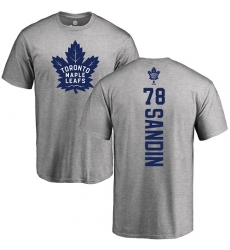 NHL Adidas Toronto Maple Leafs #78 Rasmus Sandin Ash Backer T-Shirt