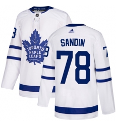 Youth Adidas Toronto Maple Leafs #78 Rasmus Sandin Authentic White Away NHL Jersey