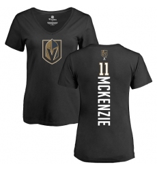 NHL Women's Adidas Vegas Golden Knights #11 Curtis McKenzie Black Backer Slim Fit V-Neck T-Shirt