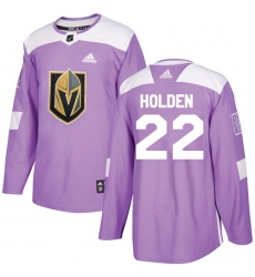 Men's Adidas Vegas Golden Knights #22 Nick Holden Authentic Purple Fights Cancer Practice NHL Jersey