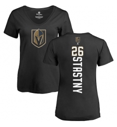 NHL Women's Adidas Vegas Golden Knights #26 Paul Stastny Black Backer Slim Fit V-Neck T-Shirt