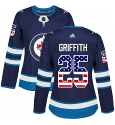 Women's Adidas Winnipeg Jets #25 Seth Griffith Authentic Navy Blue USA Flag Fashion NHL Jersey