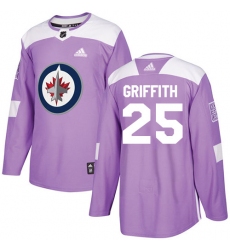 Youth Adidas Winnipeg Jets #25 Seth Griffith Authentic Purple Fights Cancer Practice NHL Jersey
