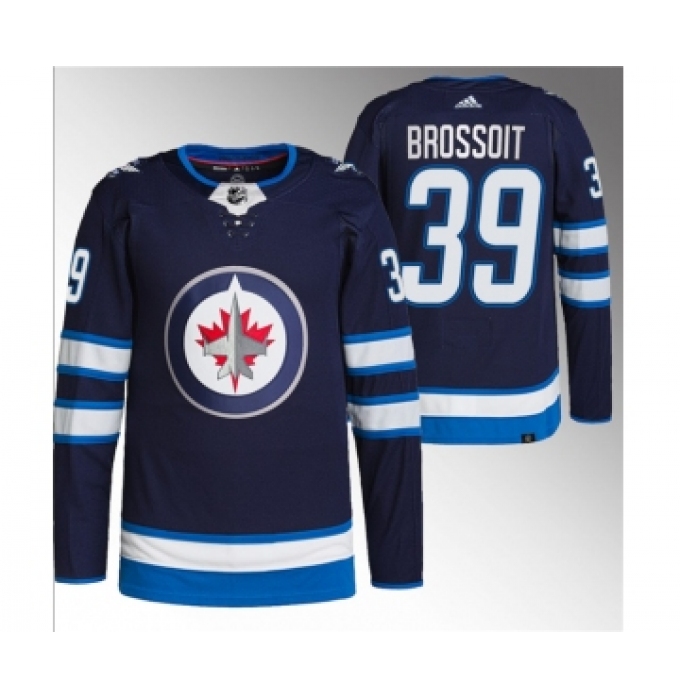 Men's Winnipeg Jets #39 Laurent Brossoit Navy Stitched Jersey