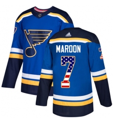 Youth Adidas St. Louis Blues #7 Patrick Maroon Authentic Blue USA Flag Fashion NHL Jersey