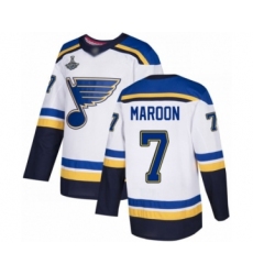 Youth St. Louis Blues #7 Patrick Maroon Authentic White Away 2019 Stanley Cup Champions Hockey Jersey