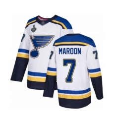 Youth St. Louis Blues #7 Patrick Maroon Authentic White Away 2019 Stanley Cup Final Bound Hockey Jersey