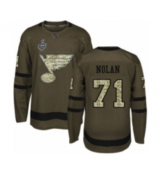Youth St. Louis Blues #71 Jordan Nolan Authentic Green Salute to Service 2019 Stanley Cup Final Bound Hockey Jersey