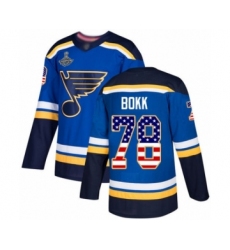 Youth St. Louis Blues #78 Dominik Bokk Authentic Blue USA Flag Fashion 2019 Stanley Cup Champions Hockey Jersey