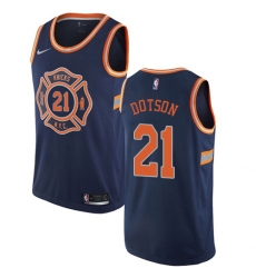 Men's Nike New York Knicks #21 Damyean Dotson Swingman Navy Blue NBA Jersey - City Edition