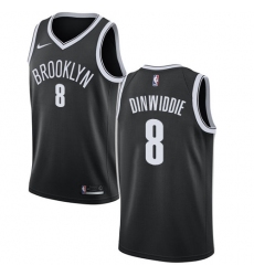 Men's Nike Brooklyn Nets #8 Spencer Dinwiddie Swingman Black NBA Jersey - Icon Edition