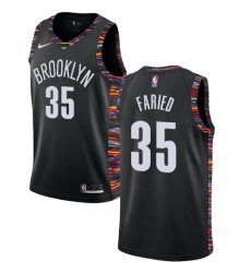 Men's Nike Brooklyn Nets #35 Kenneth Faried Swingman Black NBA Jersey - 2018 19 City Edition