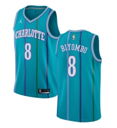 Men's Nike Jordan Charlotte Hornets #8 Bismack Biyombo Swingman Aqua Hardwood Classics NBA Jersey