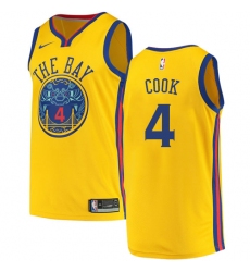 Youth Nike Golden State Warriors #4 Quinn Cook Swingman Gold NBA Jersey - City Edition