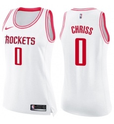 Women's Nike Houston Rockets #0 Marquese Chriss Swingman White Pink Fashion NBA Jersey