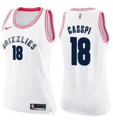 Women's Nike Memphis Grizzlies #18 Omri Casspi Swingman White Pink Fashion NBA Jersey