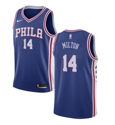 Men's Nike Philadelphia 76ers #14 Shake Milton Swingman Blue NBA Jersey - Icon Edition