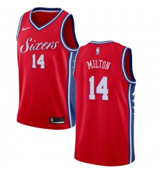 Men's Nike Philadelphia 76ers #14 Shake Milton Swingman Red NBA Jersey Statement Edition